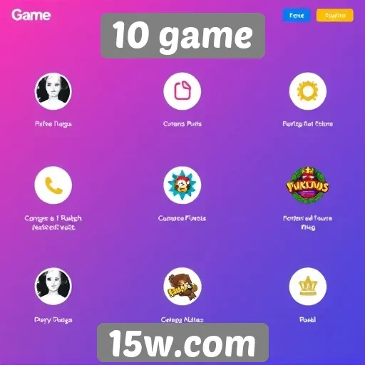Características da interface do site 10 game